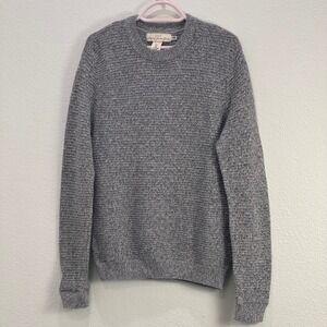 H&M Mens 100% cotton Sweater Textured Gray Crew Neck‎ Long Sleeve Size S